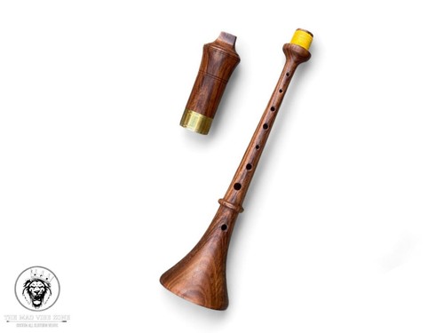 Handmade Rosewood RAUSCHPFEIFE Small Wooden Music Instrument Two Reeds With Box - Picture 4 of 5