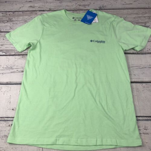 Columbia Graphic Tee T-Shirt Short Sleeve Cotton Lime Green Men's Size M NEW!