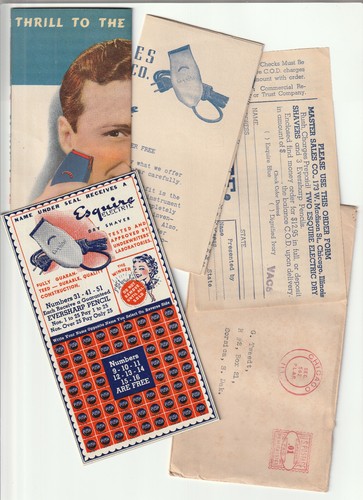 1930s Esquire Dry Shaver Advertising & Game Card in Original Envelope - Picture 1 of 8