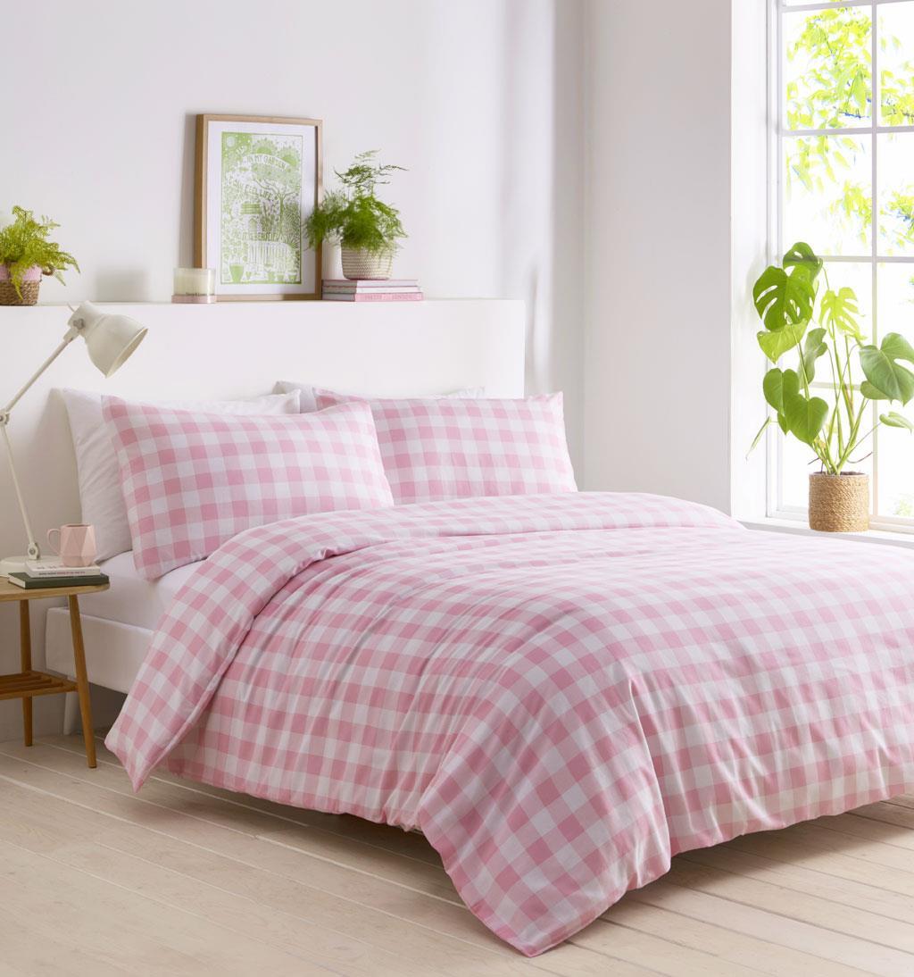 Gingham duvet cover sets new check bedding sunshine yellow baby pink light blue