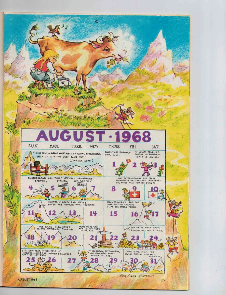 Jack and Jill Magazine 1968 August Calendar Barbara Werner Staten Island Ferry | eBay Jack and jill magazine 1968 august calendar barbara werner staten island ferry | ebay