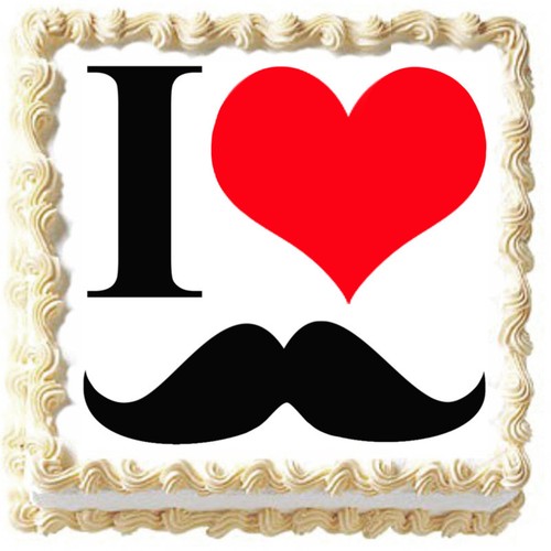 I LOVE MUSTACHE Red Heart Image Edible cake topper decoration - Picture 11 of 11