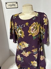 Lush Fashion Lounge Floral Purple print Shift Dress size Large  and lined