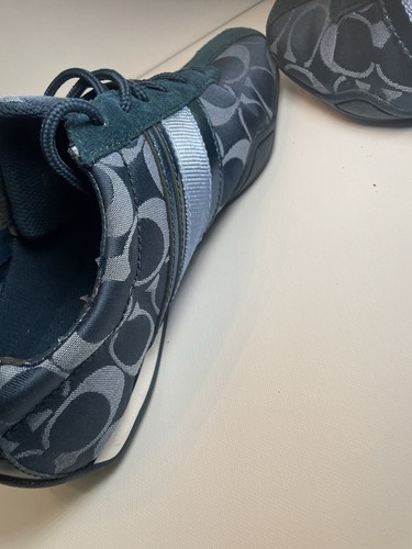 Coach Jayme Sneakers Blue 5.5 M Logo Print Retro Style Low Profile - Picture 13 of 17