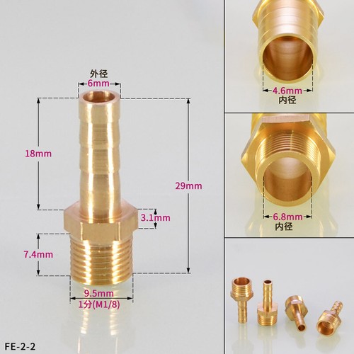 BSP Brass 1/8" 1/4" 3/8" Male Thread Pipe Fitting x Barb Hose Tail End Connector - Picture 9 of 27