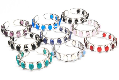 Natural Multi Color Gemstone Handmade Adjustable Bangles Bracelet Jewelry