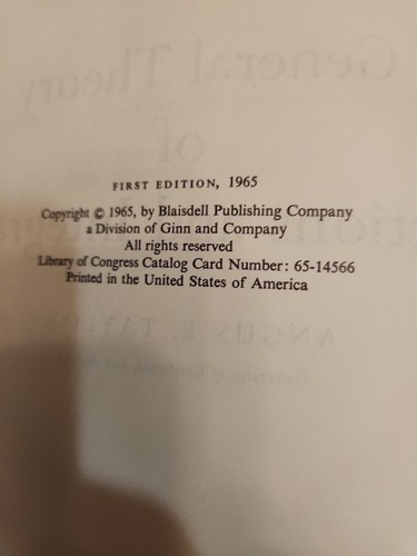 General Theory Of Functions And Integration First Edition Angus E Taylor 1965 - Foto 5 di 6