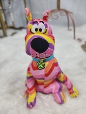 Scooby Doo Plush Stuffed Dog Striped Pink Purple Yellow Orange Toy Factory 9 in