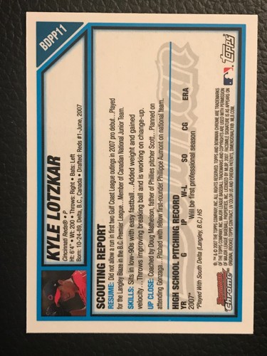 Béisbol Bowman Draft Picks & Prospect 2007 primera cromada - elige tarjetas - BDPP1 -80 - Imagen 12 de 104