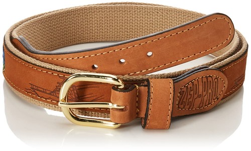 Men's Tan Leather Embroidered Belt - Picture 4 of 5