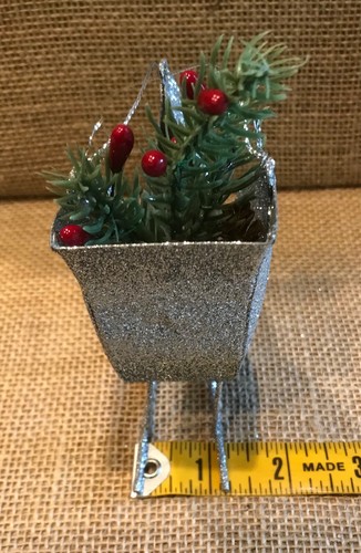 PAR DE ADORNOS DE TRINEO PLATEADOS BRILLANTES - Imagen 4 de 8