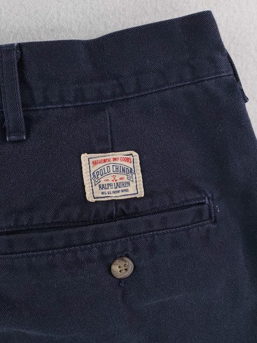 Vintage Polo Ralph Lauren Pants Mens 42x29* Navy Blue Relaxed Wide Leg Pleated - Picture 6 of 14