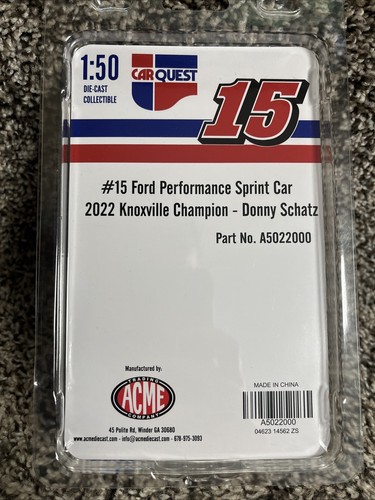 2022 ACME DONNY SCHATZ #15 Ford performance 1/50 SPRINT CAR Knoxville NATS NEW!! - Picture 4 of 4