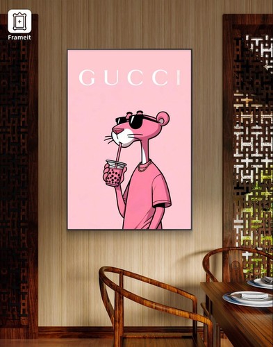 Pink Gucci Panther Canvas wall art Piece home decor Portrait - Picture 2 of 7
