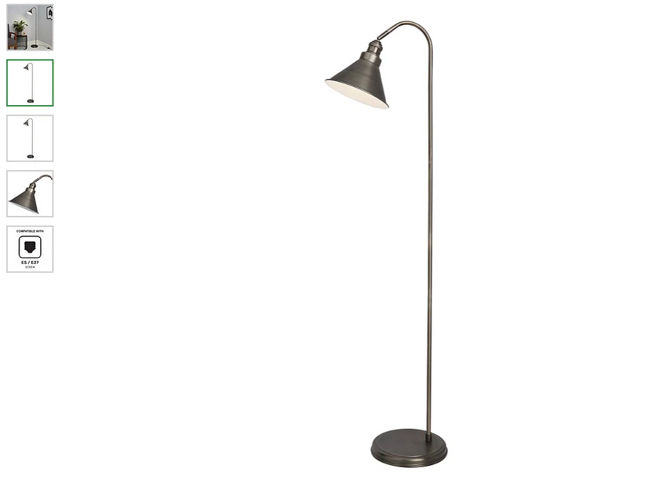Didsbury Smooth Pewter Floor Lamp Grey Metal Soft Industrial Feel - Image 3 of 4