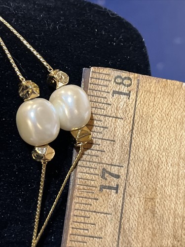 Anne Klein Necklace - Gold Tone Chain With Large Pearls & Gold Beads - 32” - Picture 6 of 7