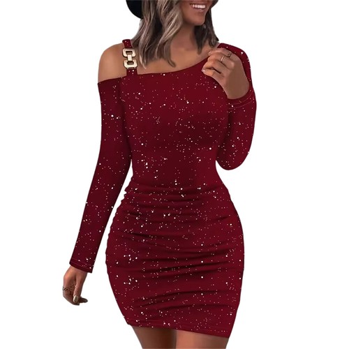 Sexy schulterfreies Party-Midikleid für Damen figurbetont Cocktailkleid Clubwear - Bild 17 von 28