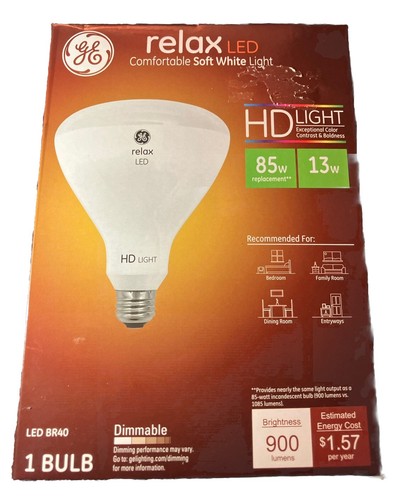 GE Relax HD LED Flood Light Bulb Soft White 900 Lumens 13-Watts LED BR40