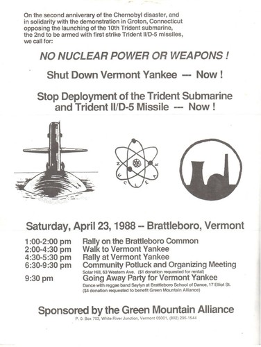 NUKE POSTER/LEAFLET (1988) NO NUCLEAR POWER OR WEAPONS (Vermont Yankee Trident Q - Picture 1 of 2