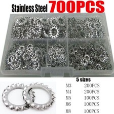 700pcs External Serrated Lock Washer Stainless Steel Tooth Gasket M3 M4 M5 M6 M8