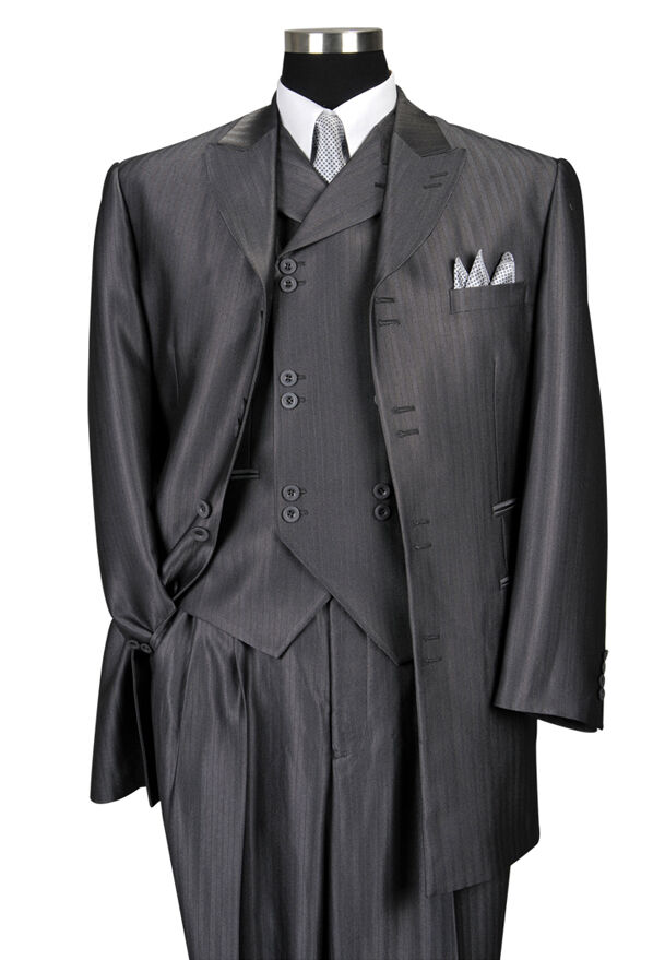 Men's Luxurious Wool Feel Herring OFFicial shop Bone Fancy New product! New type Striped Ves Suit w