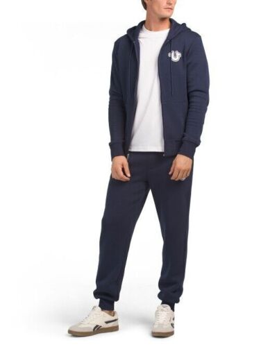 True Religion 2 PC Sweatsuit Men's Fleece Tracksuit Outfit Gift Set Navy Blue - Picture 7 of 16