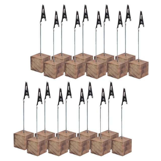 20x Wood Base Wedding Table Numbers Clip Holder Place Name Card Memo Stand