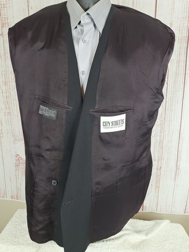 City Streets Jacket Blazer Mens 42S Black Double Breasted Ventless - Picture 7 of 9