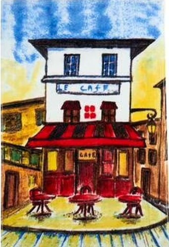 Juego de 2 toallas de felpa de cocina impresas iguales (16"x26") CAFÉ EN LA CALLE FRANCESA, KA - Imagen 3 de 15