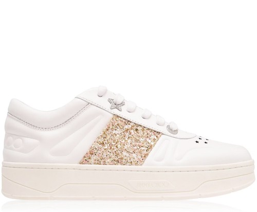 JIMMY CHOO HAWAII GLITTER STRIPE STARS LOGO SNEAKERS SCARPE DONNA HAWAIIFCLJ - Picture 1 of 5