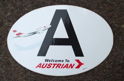 1990s Large Austrian Airlines Austira Airbus Aircraft Airliner Sticker Decal  - Picture 1 of 2