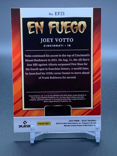 2022 Panini Select En Fuego #EF21 JOEY VOTTO Cincinnati Rojos - Imagen 2 de 2