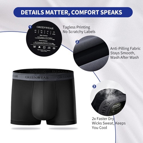 GREENWEAR Men's Dual Pouch Boxer Briefs 4 Pack - Modal Mens Underwear,Breathable - Picture 31 of 34