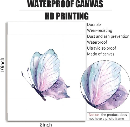 Butterfly Wall Art Prints,Poster with Purple Butterfly,Butterfly Wall colorful - Picture 6 of 7