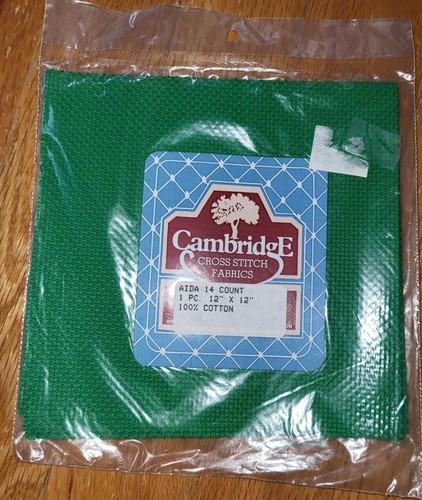 Cambridge Cross Stitch Fabric 100% Cotton 14 Count Aida Green 12" x 12" - Picture 1 of 2
