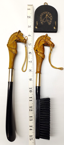 ¿De colección años 70? Cabeza de caballo tallada ~ Cuerno de zapato, cepillo y percha ~ 11 pulgadas ~ Japón - Imagen 2 de 21