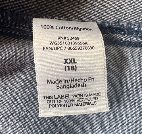 Wonder Nation Girls XXL 18 Blue Cropped Denim Jean Jacket Trucker Frayed Hem NWT - Picture 5 of 10