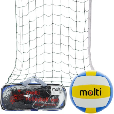 MOLTI Set Volleyball Ball + Volleyballnetz + Tragetasche Freizeit Beach Indoor Outdoor