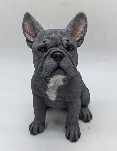 French Bulldog Ornament 30cm - Dog Garden Statue Figurine Grey Blue Frenchie - Picture 9 of 11
