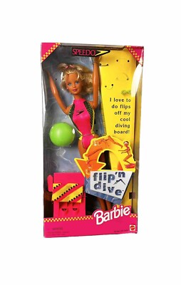 FLIP  N DIVE SPEEDO BARBIE DOLL 1997 MATTEL BARBIE DOLL NEW IN BOX NRFB