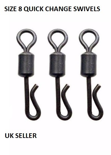 20 Quick change UK size 8 swivels carp barbel coarse fishing terminal tackle - Picture 5 of 12