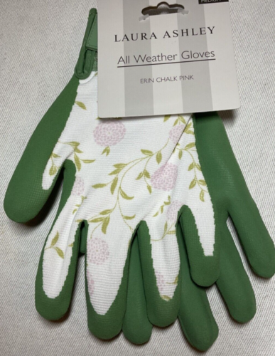 Laura Ashley All Weather Gloves Garden ERIN CHALK PINK GREEN SIZE LARGE NIP - Picture 1 of 3