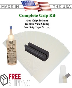 Golf-Club-GRIP-KIT-30-2-034-x10-034-Tape-Strips-Vise-Clamp-Solvent-and-Instructions