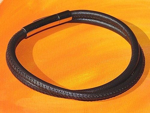 Mens / Ladies 4mm Brown Nappa leather & stainless steel bracelet by Lyme Bay Art - Picture 3 of 3