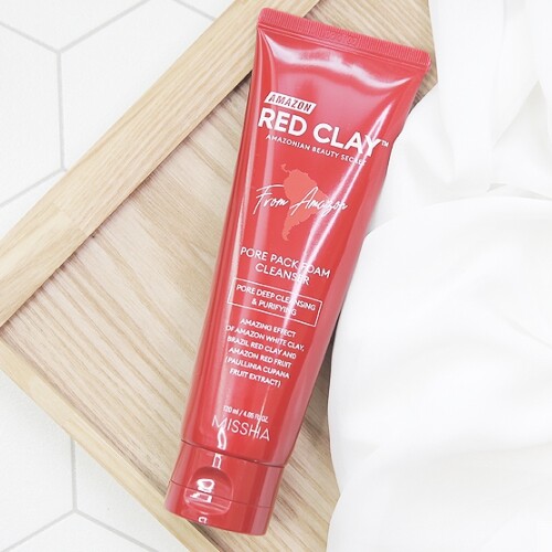 MISSHA Amazon Red Clay Pore Pack Foam Cleanser 120ml K-Beauty from Korea - 第 1/12 張圖片