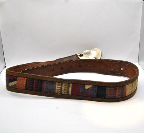 Leather Belt by Circle Y of Yonkers Hand Made in Texas Has a heart with Horse - Picture 5 of 15