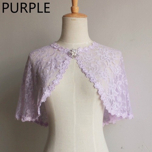 Bridal Lace Shrug Bolero Cape Wrap Jacket Shawl Tippet Tulle Wedding Floral Trim - Picture 6 of 21