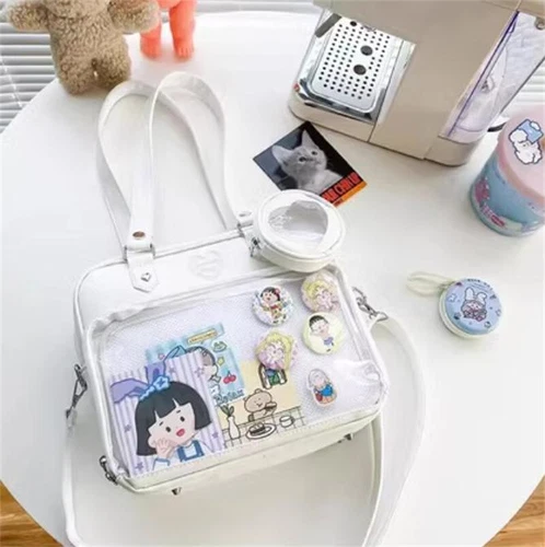 Lolita transparent PU ItaBag shoulder bag handbag JK uniform mailman bag- - Picture 4 of 30