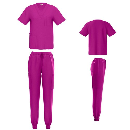 Unisex STRETCH Jogger Scrub Set Solid V-Neck Top Men Women Medical Nurse Uniform - Picture 16 of 38