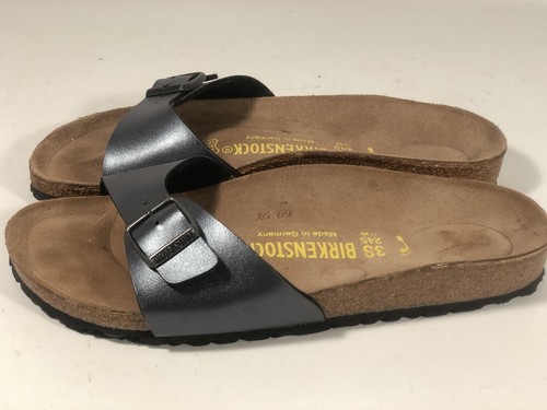 Mujer Birkenstock Madrid Azul Hebilla Corcho Cama Sandalias 38US 7 Hecho En - Imagen 10 de 12